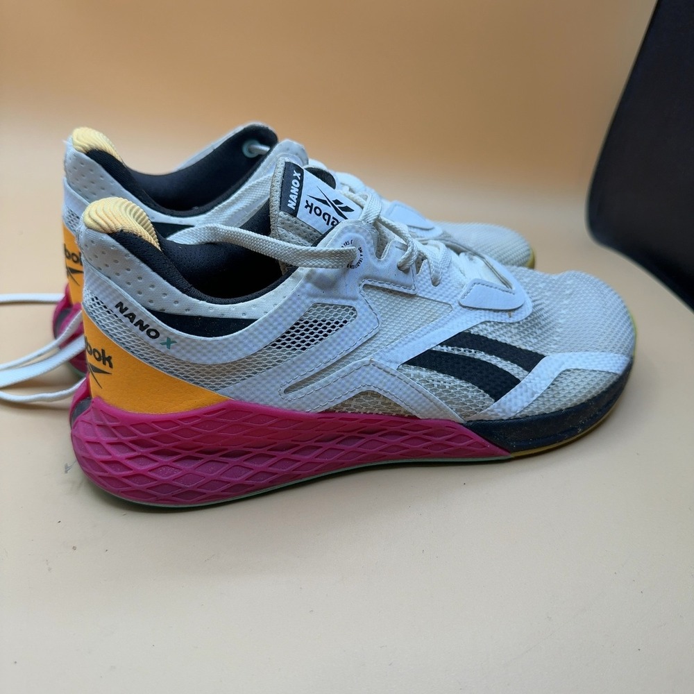 Reebok Nano X Training Shoes White Pink Yellow Women's Size 9